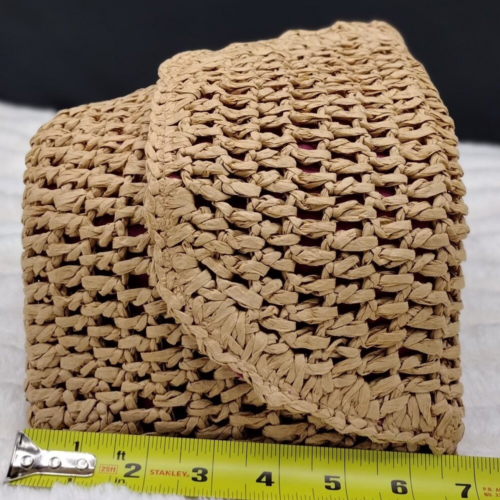 Melrose and Market Woven Envelope Clutch Pink Lined Boho Resortcore Vacation Bag - Picture 6 of 9